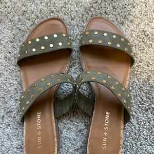 Sun + Stone Green Studded Sandals